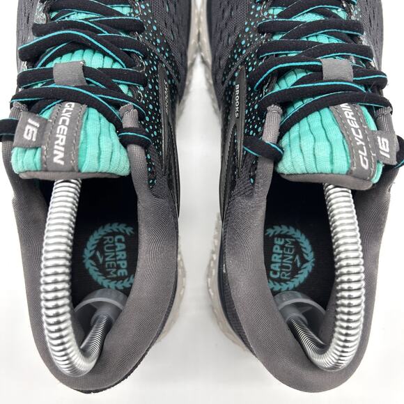 Brooks Glycerin 16 Shoes Womens Size 8 Black Teal Running Sneakers Comfort - Picture 6 of 9